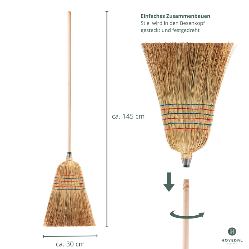 Strohbesen, Reisstrohbesen mit Stiel