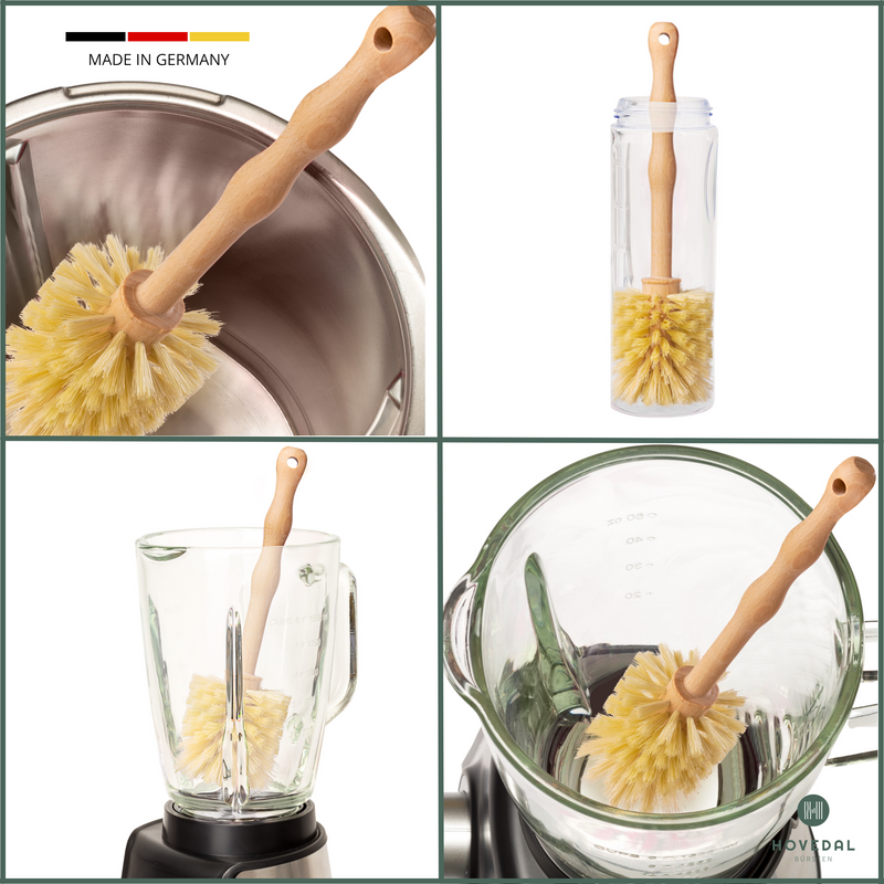 3er Set Spülbürste für Mixbehälter aus Holz mit Naturborsten / Made in Germany/ Ideale Spülbürsten zum Reinigen von Küchenmaschinen